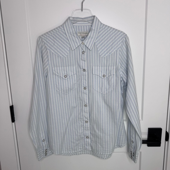 Tecovas Women's The Classic Pearl Snap Striped Long Sleeve Shirt Top Size Medium - Picture 2 of 7